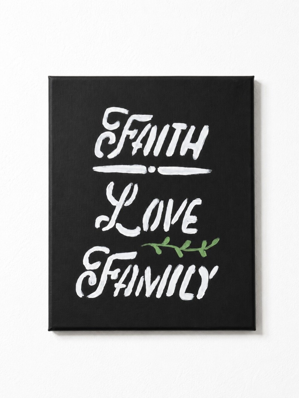 Faith Love Family Acrylic Canvas Painting Wall Art Signed Handmade Decor 11x14